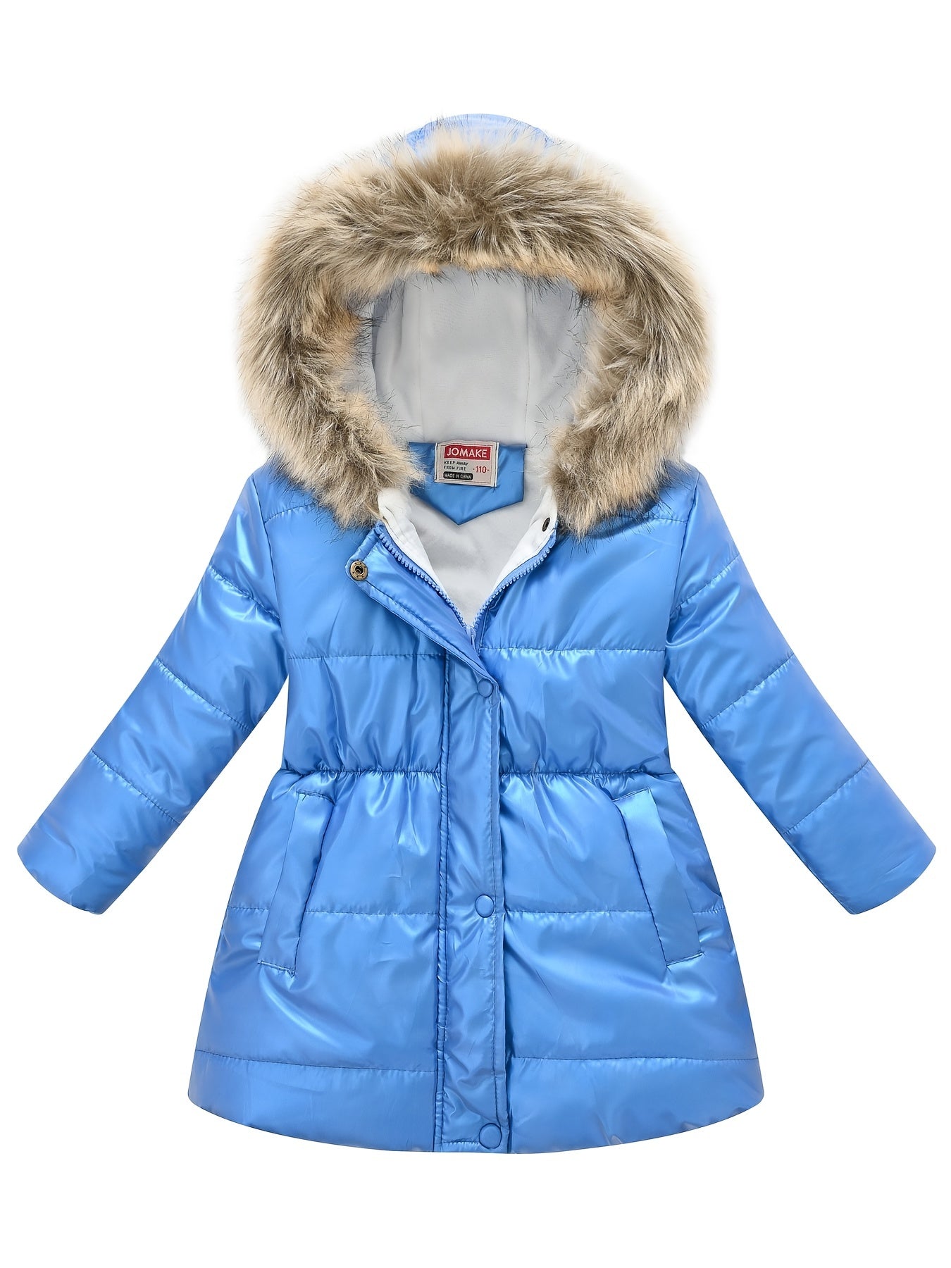 Thickened Down Alternative Girls Dressy Cute Hooded Jacket, Padded Thermal Outwear For Winter
