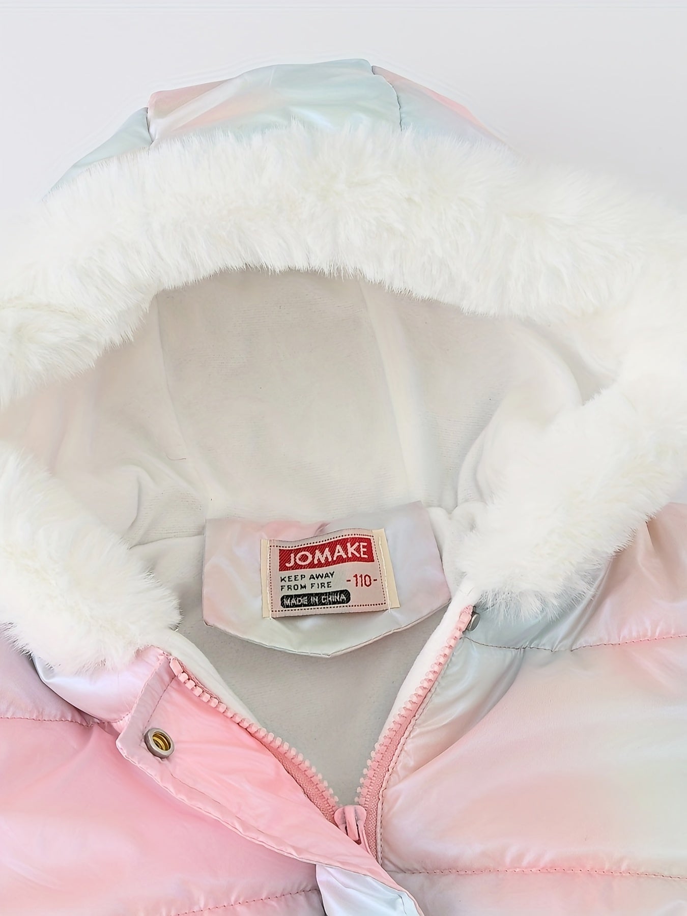 For Girls Thermal Fleece Lined Hooded Elegant Tie Dye/Solid Color Preppy Down Alternative Jacket for Winter/Fall