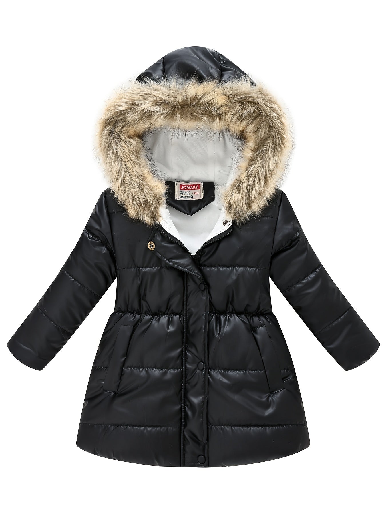 Thickened Down Alternative Girls Dressy Cute Hooded Jacket, Padded Thermal Outwear For Winter