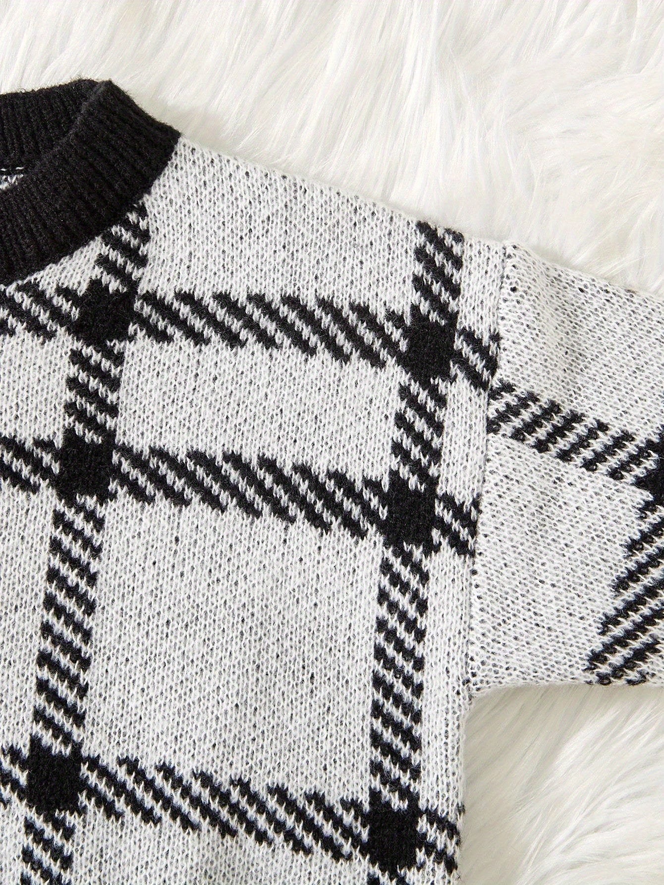 2pcs Girls’ Plaid Knit Sweater & Skirt Set – Cozy Fall/Winter Casual Outfit