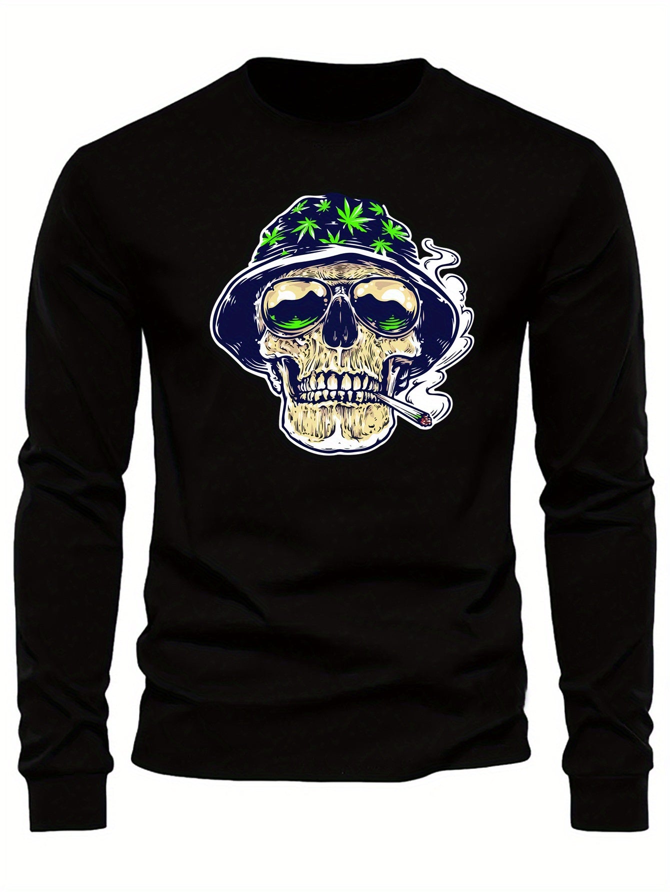 Long Sleeve Men's Crewneck T-shirt - Comfortable Fabric, Bright Graphic Print Design, Classic Fashion