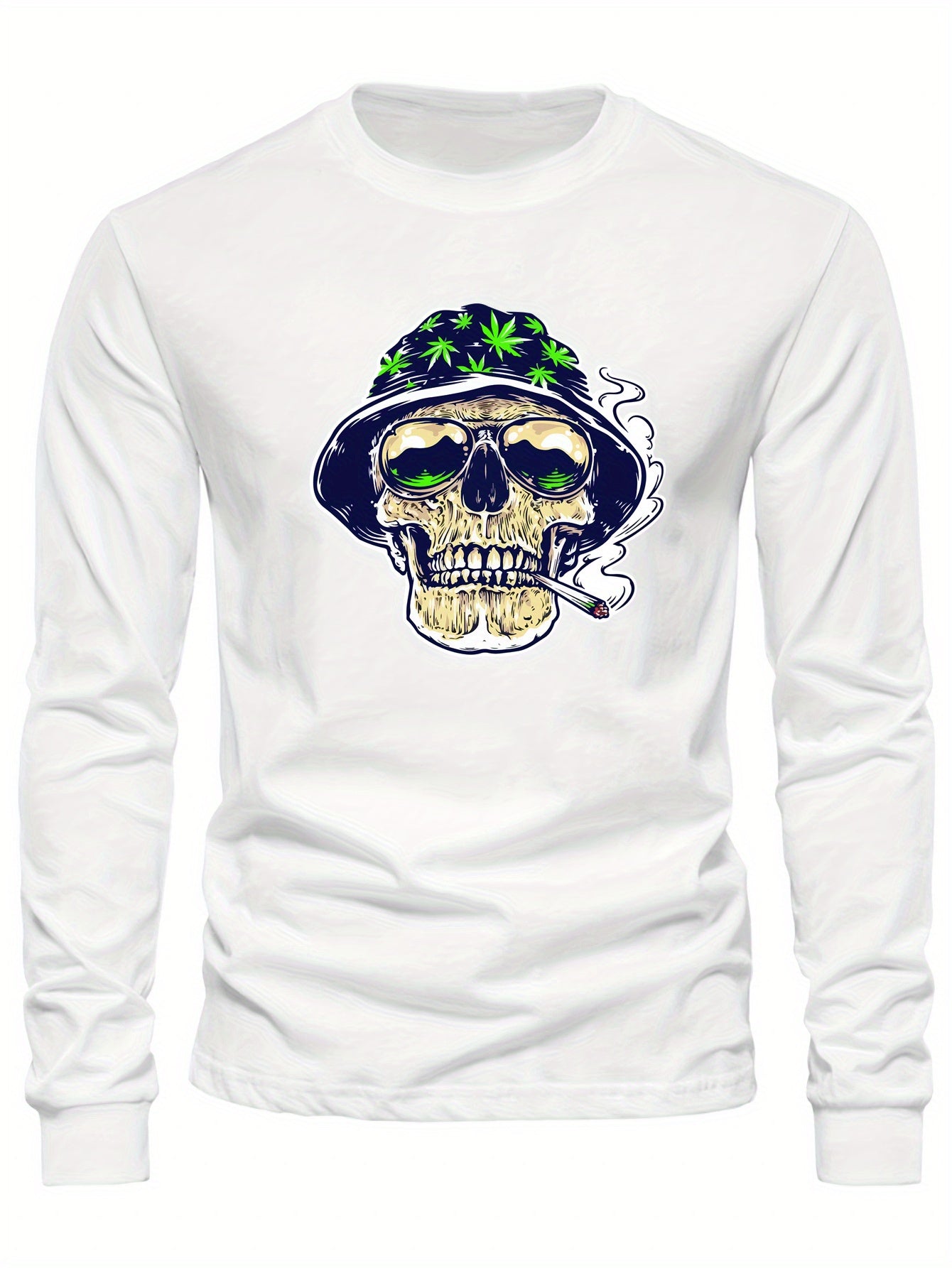 Long Sleeve Men's Crewneck T-shirt - Comfortable Fabric, Bright Graphic Print Design, Classic Fashion