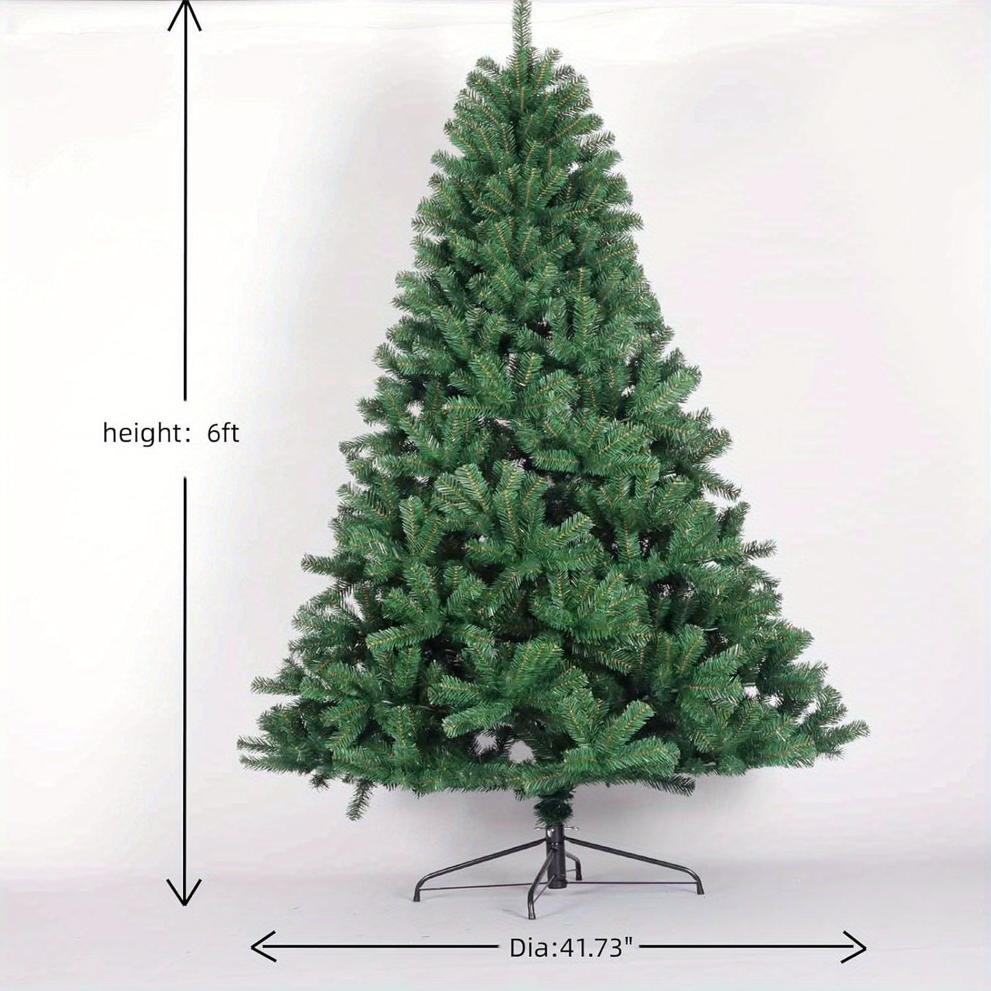 Unlit Artificial Christmas Tree, Holiday Spruce PVC Xmas Tree with Branch Tips, Realistic Faux Fir Christmas Tree with Foldable Metal Stand for Home Office Carnival Party Decoration