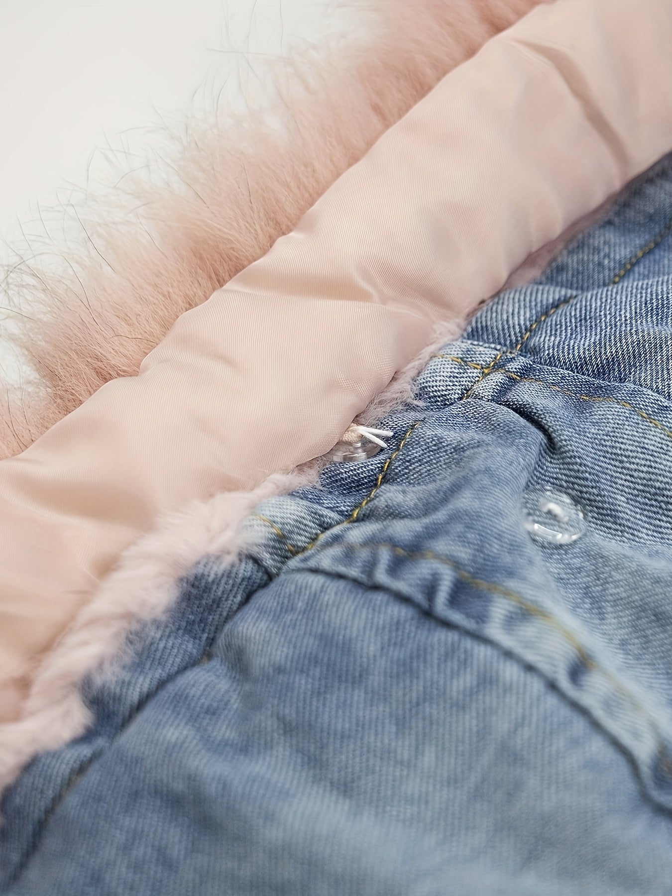 2024 Holly Oversized Denim Fur Hooded Winter Coat Jacket - Soft Faux Fur Lined, Water Resistant, Thicken Padded, Adjustable Hood, Zipper Closure, Stylish and Warm for Cold Weather