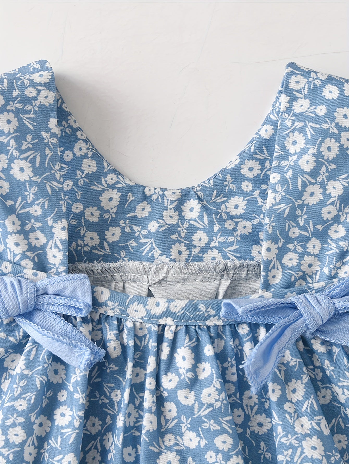2pcs Toddler & Infant Girl’s Cotton Summer Outfit – Square Neck Flower Top & Shorts