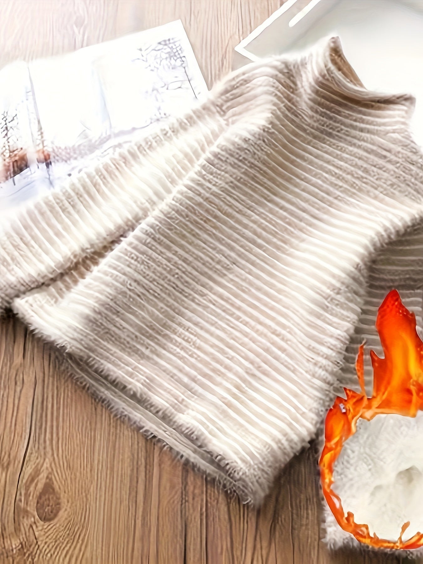 Girls Thermal Pullover Cozy Stretch Stripe Long Sleeve Mock Neck Layer Knit Top For Fall/Winter/ Spring