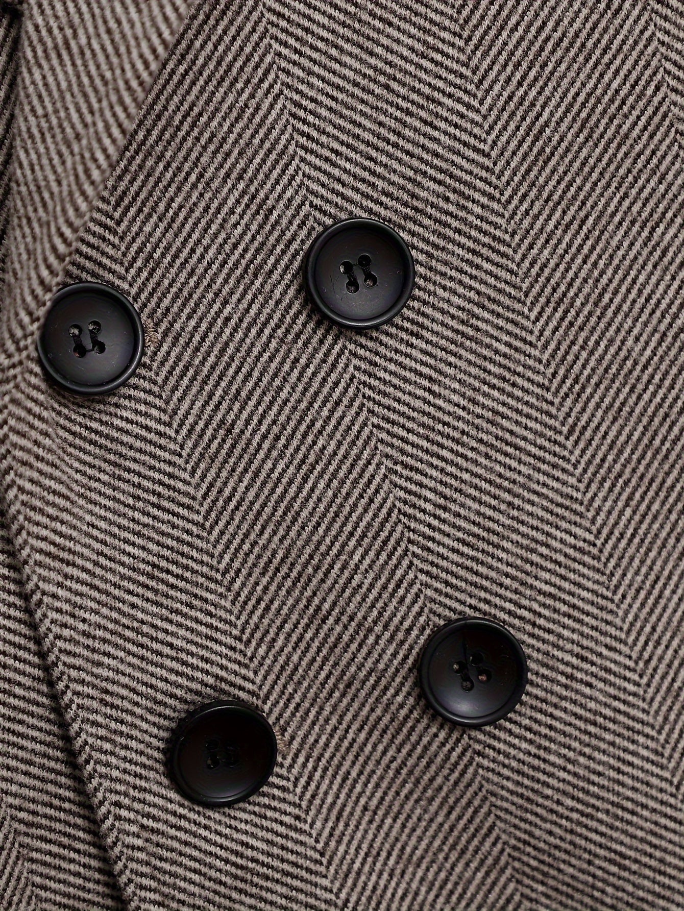 Boys' Winter Herringbone Coat - Casual Lapel Polyester Fleece with Slight Stretch, Solid Color, Button Detail, Regular Fit for Ages 3+, Woven Fall/Winter Overcoat