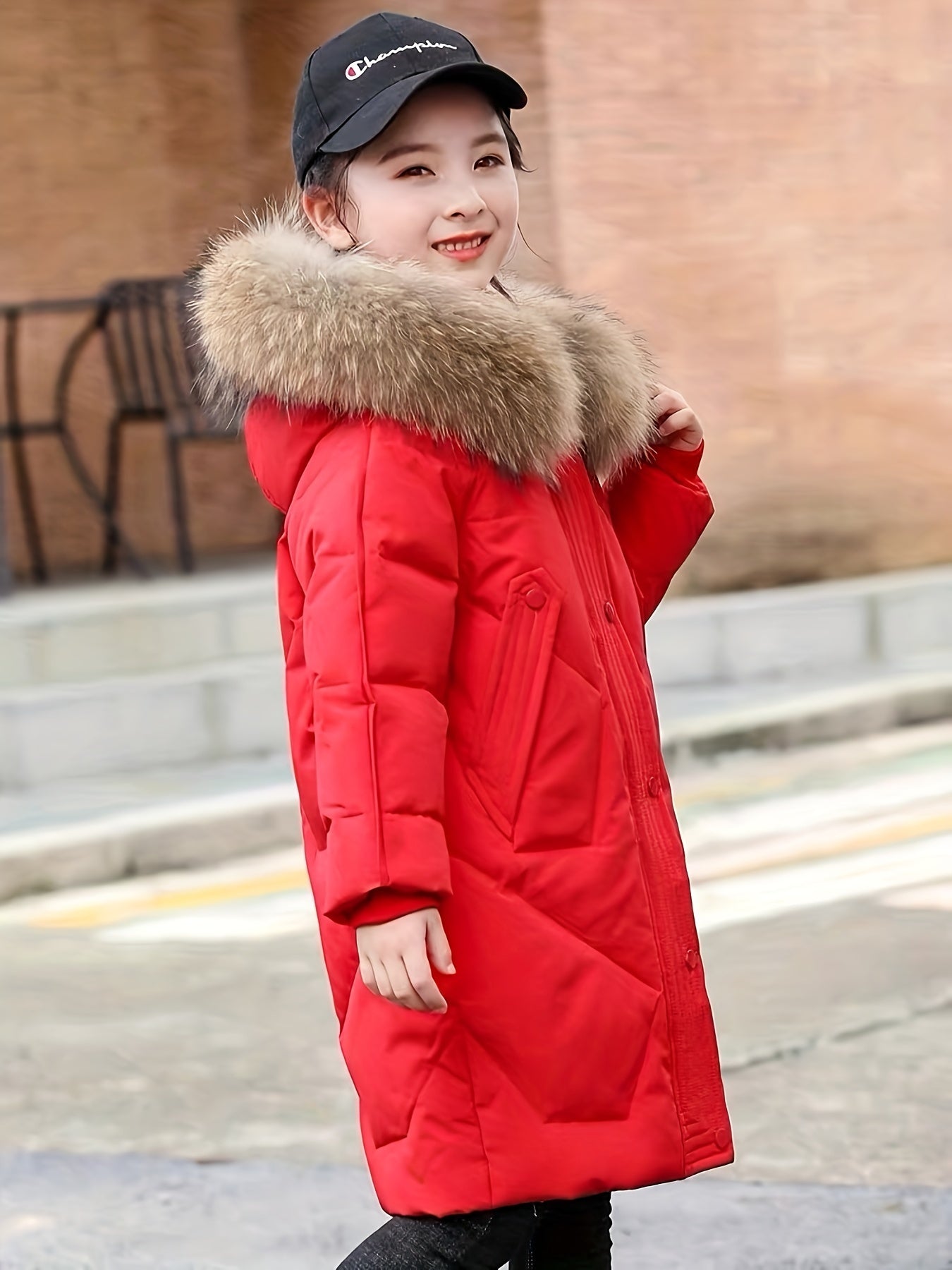 Chic Girls' Winter Parka - Thick, Waterproof Nylon Coat with Hood & Zip-Up Front, Casual Long Sleeve Outerwear for girls
