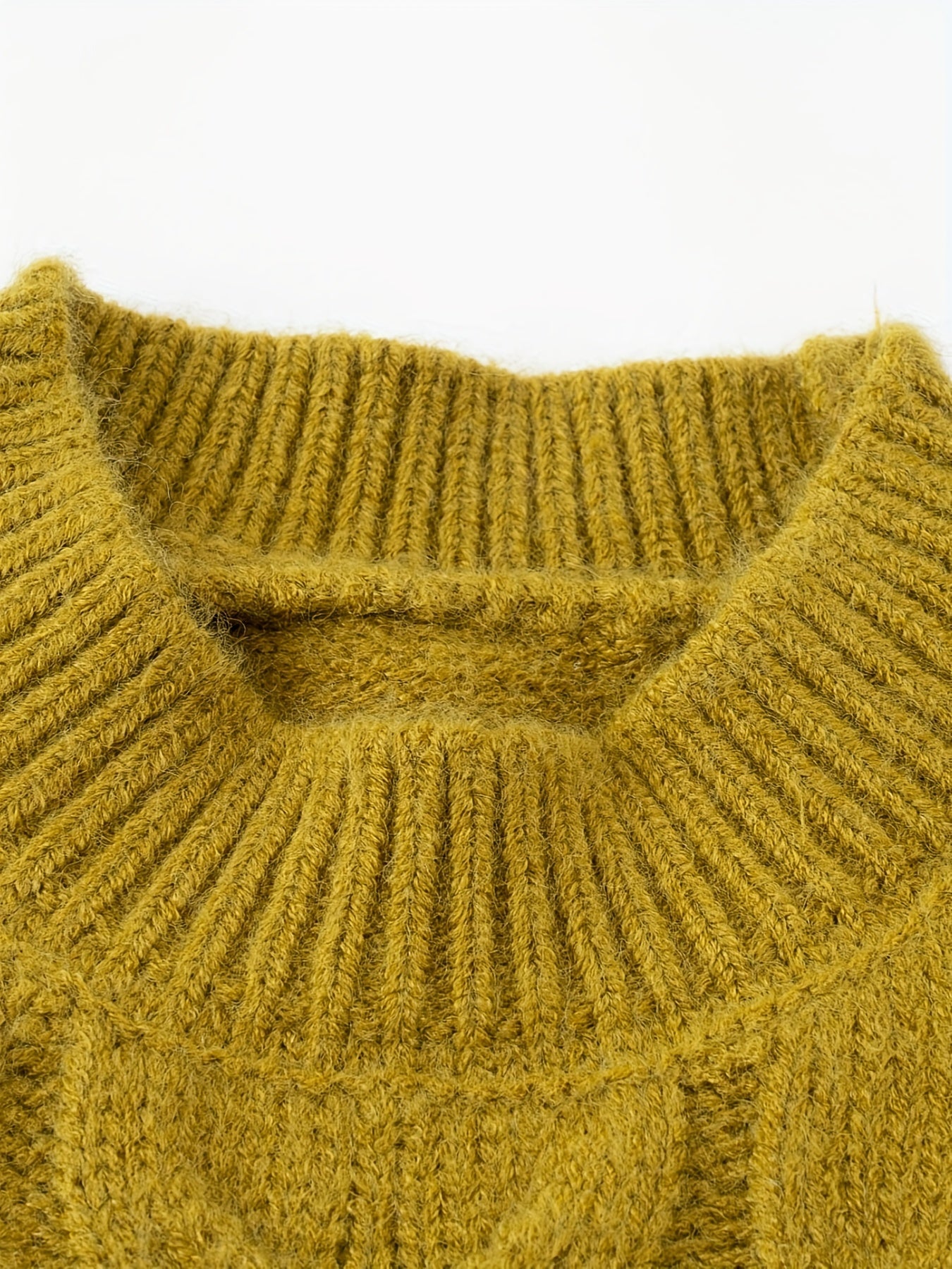 Chic Girls' Faux Mink Knit Sweater - Cozy & Stretchy, Machine Washable, Round Neck for Fall/Winter