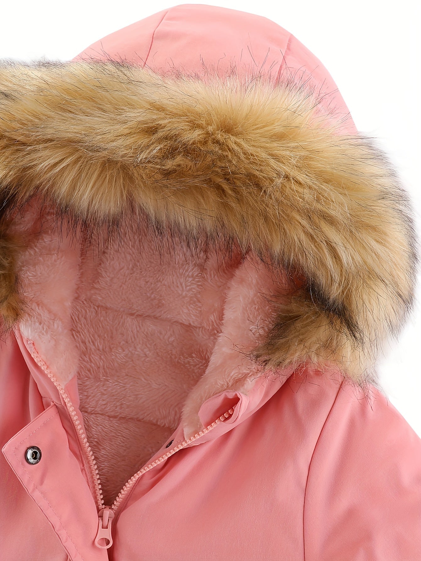 2024 Windproof Kids Warm Fleece Lined Parka Outdoor Girls Padded Jacket Winter Coat With Hood