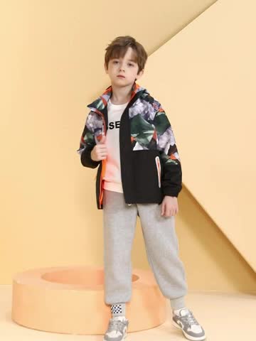 Boys Camouflage Splicing Rain Jacket For Kids Waterproof Coat With Removable Hood Lightweight Hooded Fleece Lined Raincoats Windbreakers