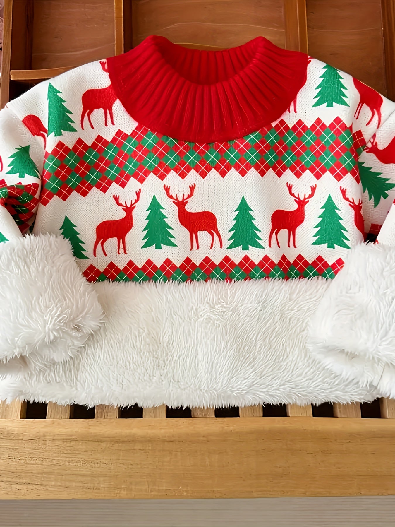 2024 Cozy Youngsters' Christmas Cartoon Sweater - Thick, Stretchy Polyester Blend Pullover for Boys & Girls, Perfect for Fall/Winter Parties