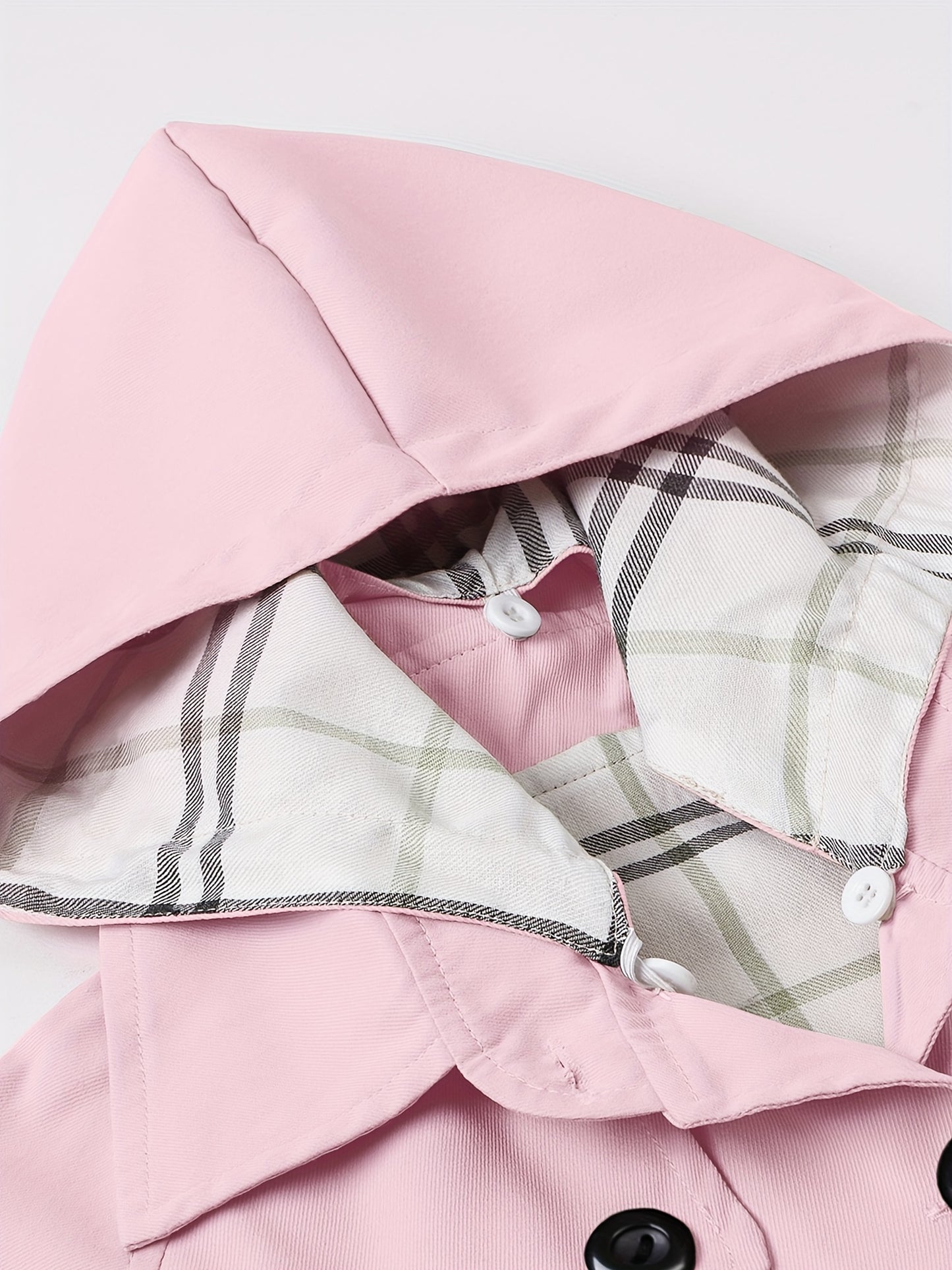 Girls Cute Button Up Trench Coat, Classic Lapel Coat, Elegant Trench Coat For Girls, Perfect For Daily Wear And Casual Outings In Spring And Autumn