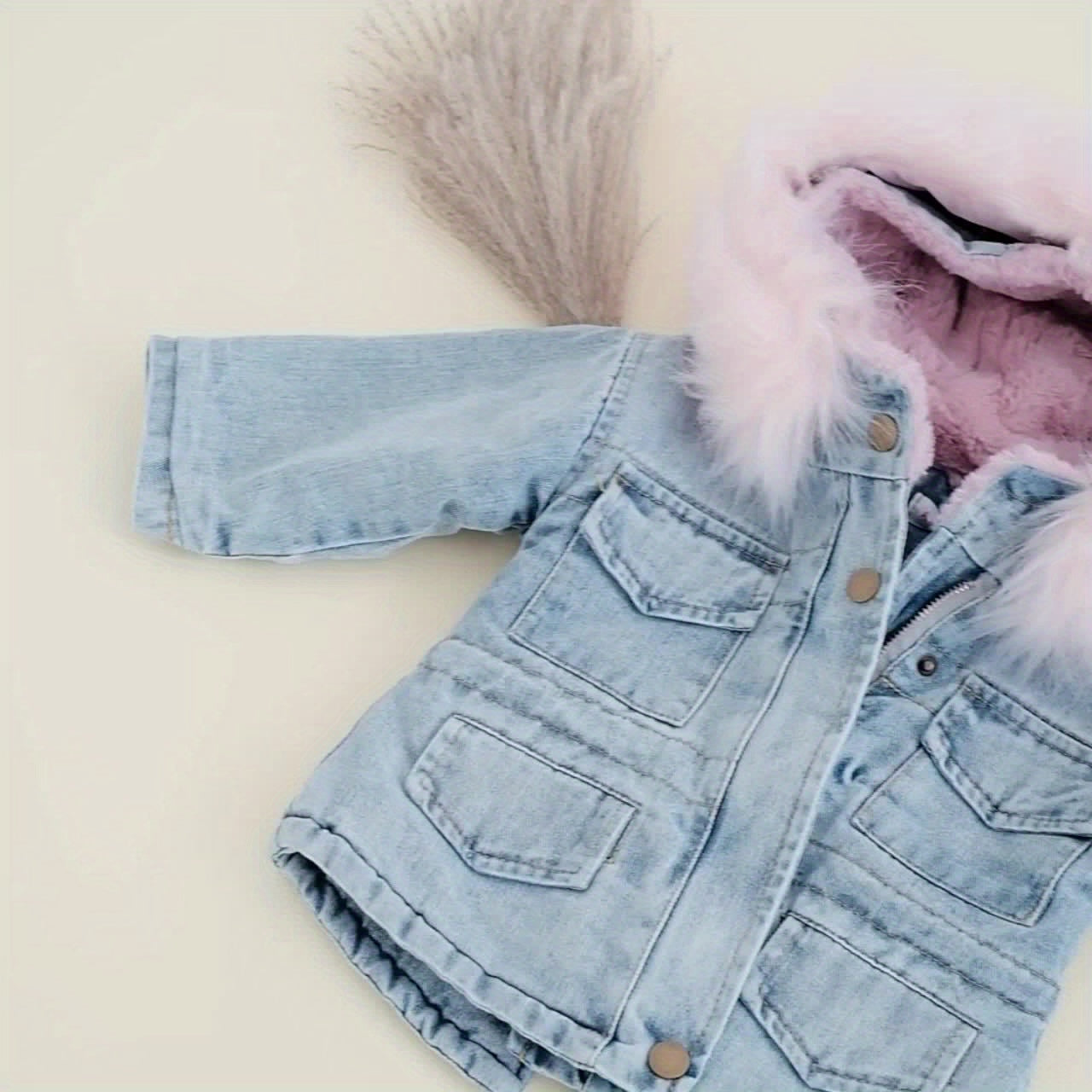 2024 Holly Oversized Denim Fur Hooded Winter Coat Jacket - Soft Faux Fur Lined, Water Resistant, Thicken Padded, Adjustable Hood, Zipper Closure, Stylish and Warm for Cold Weather