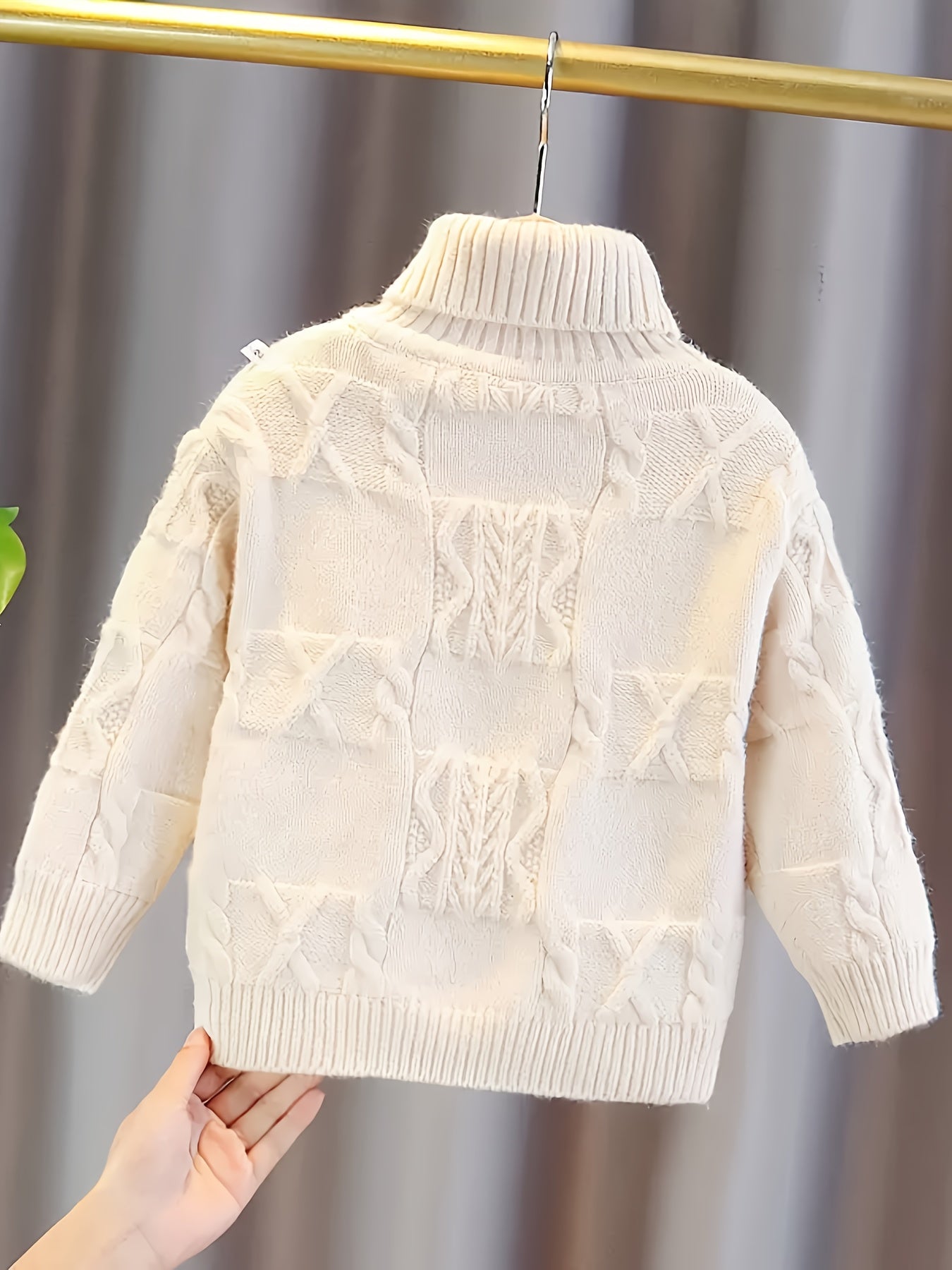 Chic Girls' Solid Color Knit Sweater with Bow Detail - Cozy & Stretchy Pullover for Fall/Winter, Machine Washable