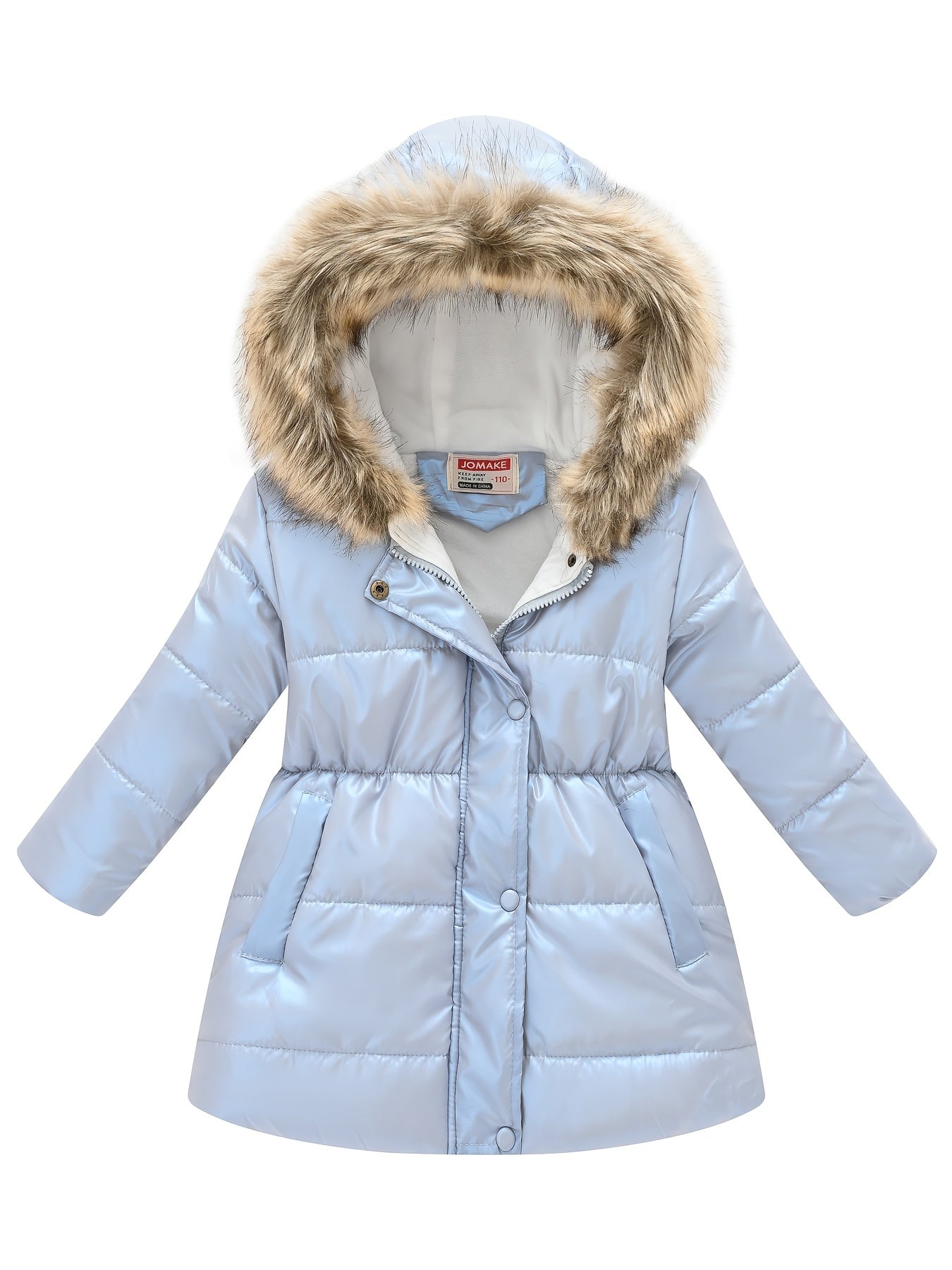 Thickened Down Alternative Girls Dressy Cute Hooded Jacket, Padded Thermal Outwear For Winter