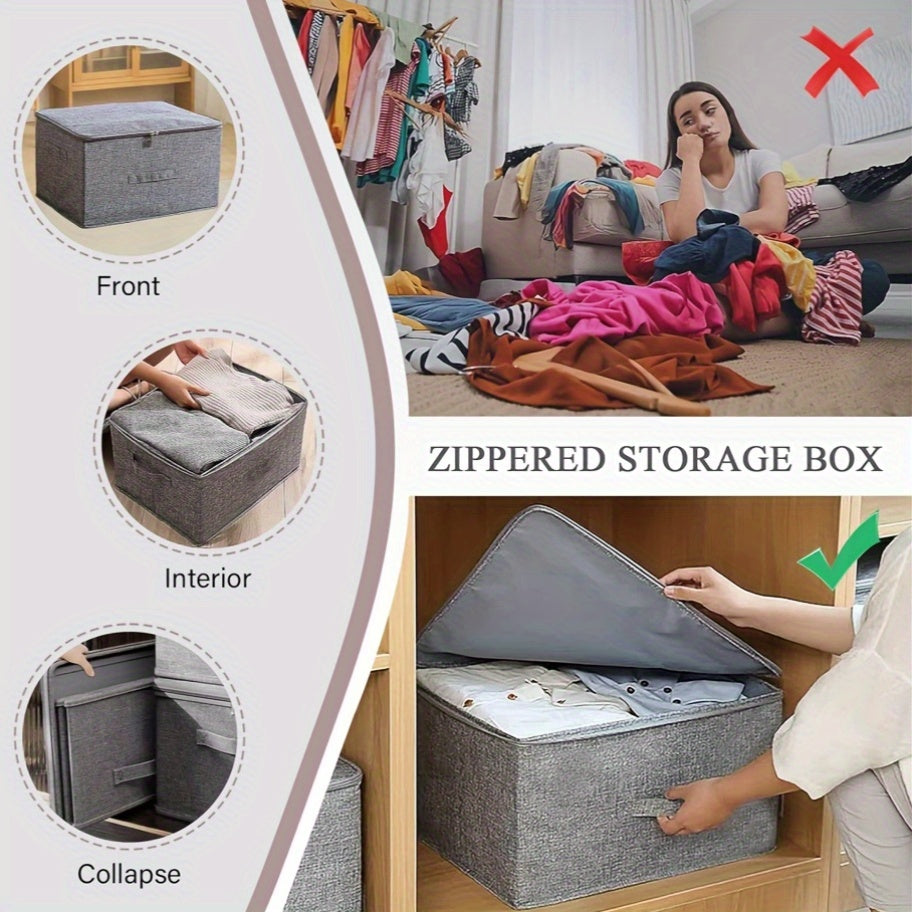 4pcs, Extra-large Foldable Cationic Storage Box, Waterproof Storage, Bed Sheet Organizers, Foldable Storage And Organization Boxsuitable For Wardrobes, Bedrooms, Kitchens, Books, Multi-functional Storage And Organization Box(
