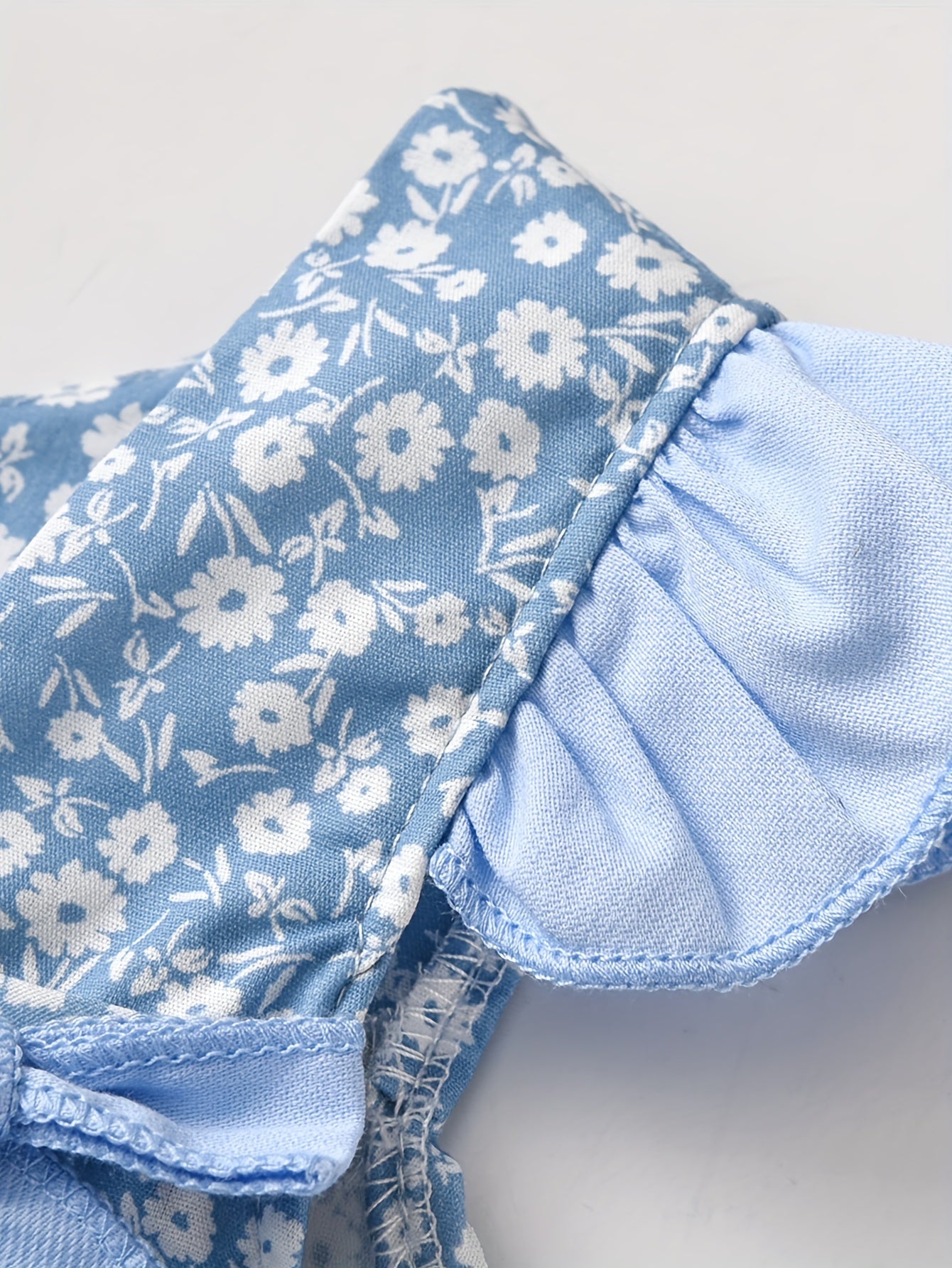 2pcs Toddler & Infant Girl’s Cotton Summer Outfit – Square Neck Flower Top & Shorts