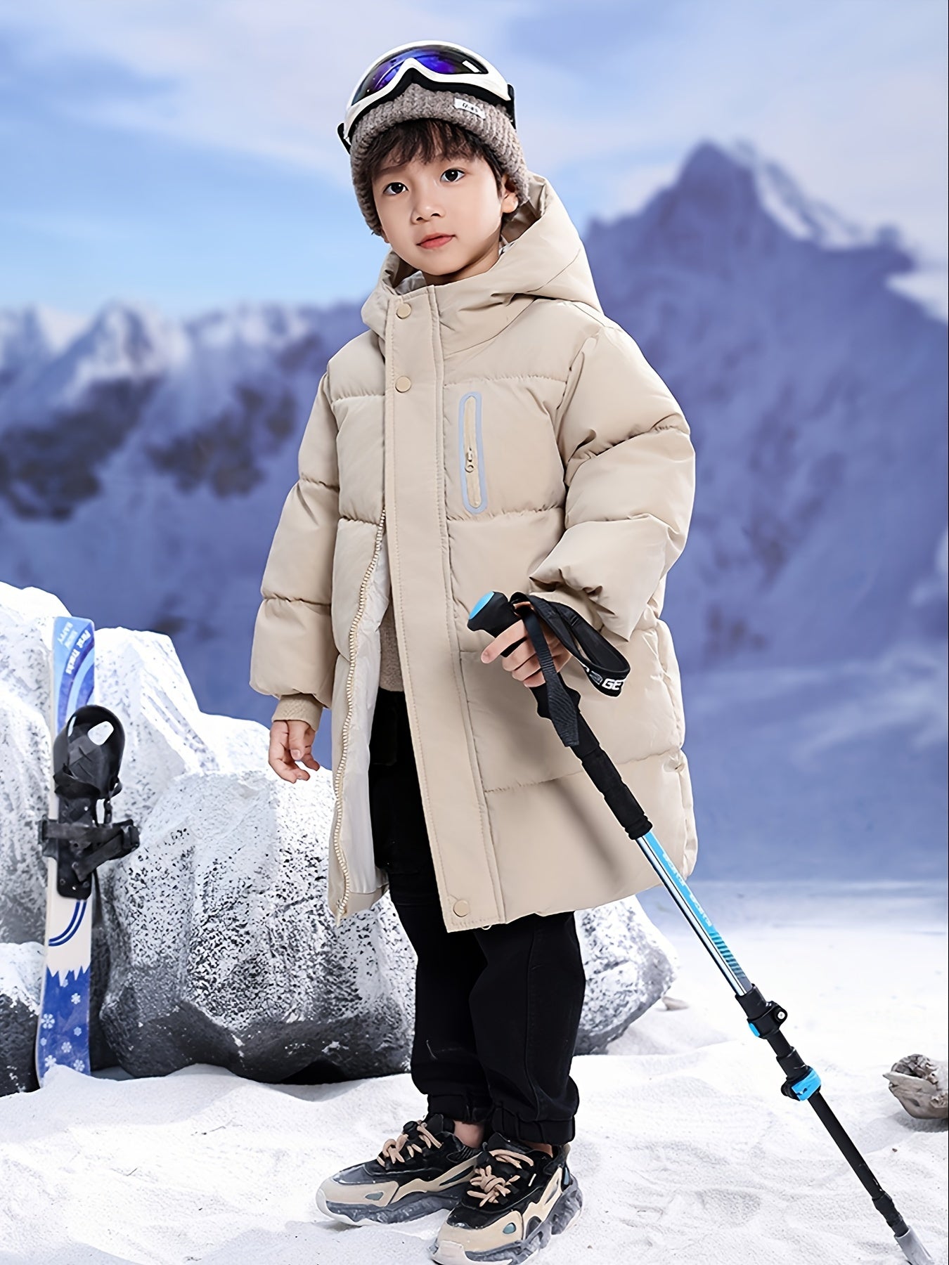 Youngsters' WarmthMax Hooded Parka Jacket - Ultra-Thick, Windproof, and Water-Resistant Winter Coat with Multiple Pockets for Boys and Girls, Machine Washable, and Perfect for Outdoor Play