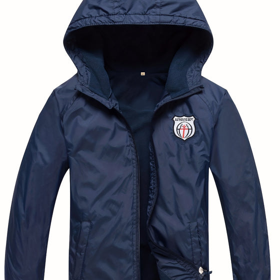 Boys Premium Zip Up Hooded Raincoat - Water-Resistant Windbreaker for Spring. — view 1 of outerwear
