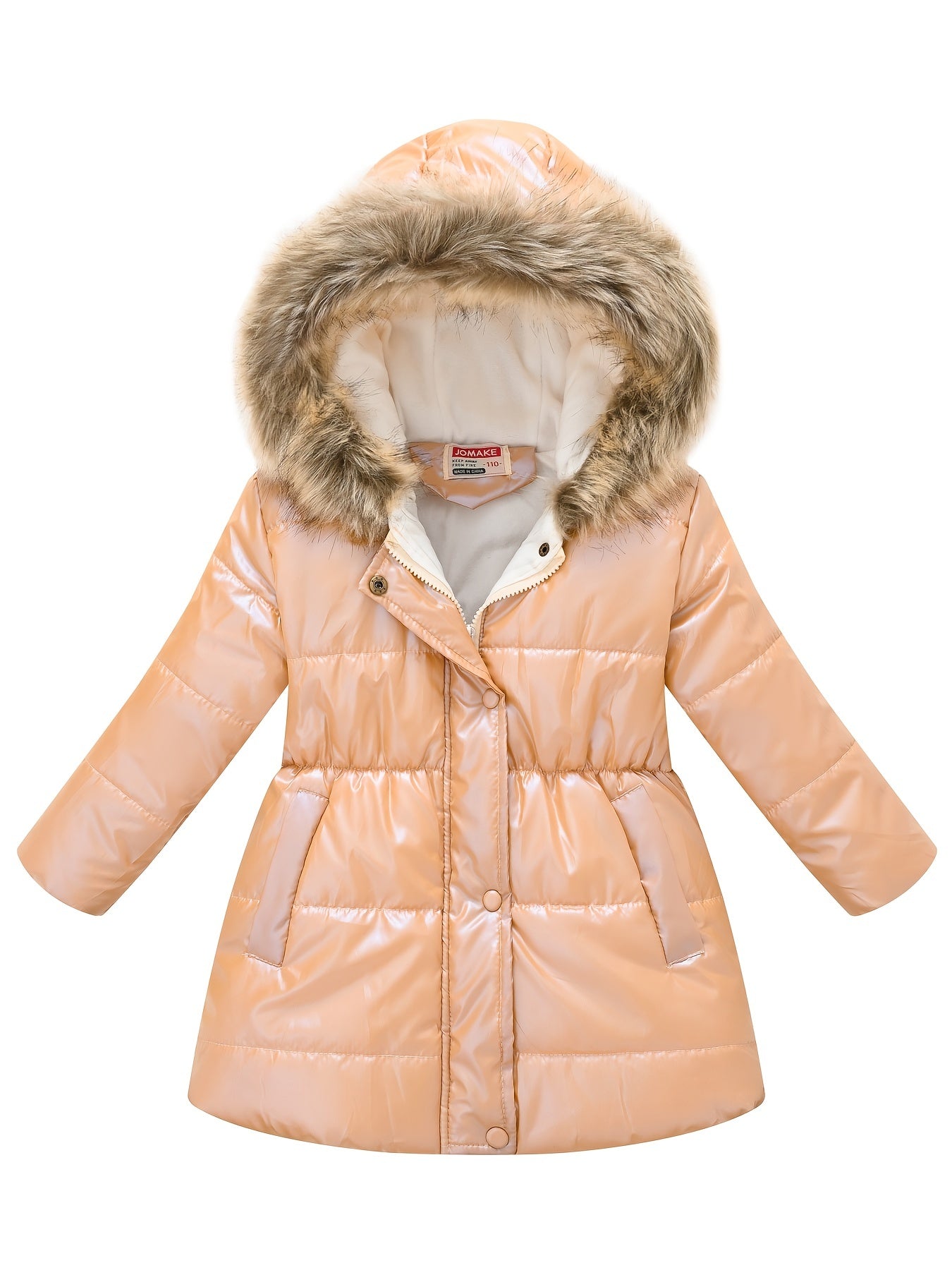 Thickened Down Alternative Girls Dressy Cute Hooded Jacket, Padded Thermal Outwear For Winter