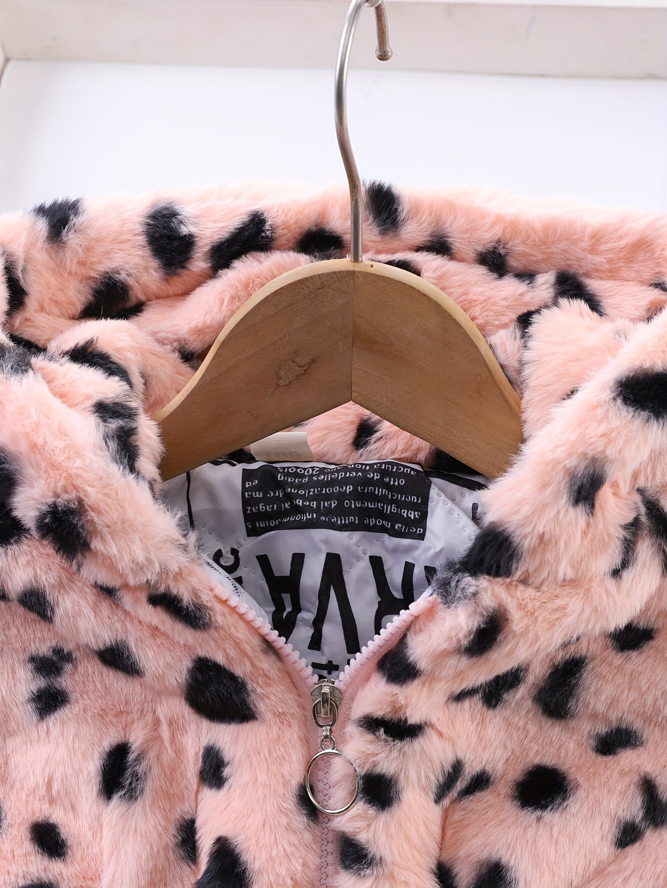 2024 Winter Girl's Fleece Leopard Print Coat, Casual Hooded Jacket For Kids