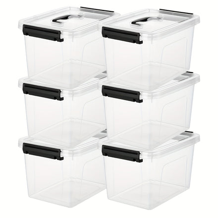 6-Liter Clear Storage Bins with Lids/Handle, 6-Pack Plastic Stackable Container with Latch — view 1 of home & kitchen