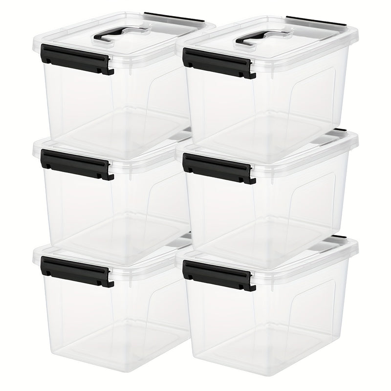 6-Liter Clear Storage Bins with Lids/Handle, 6-Pack Plastic Stackable Container with Latch — view 1 of home & kitchen