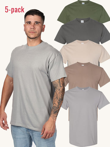 100% Cotton 5-piece Set Men's Classic Solid Color Short Sleeved T-shirt — view 1 of men's clothing