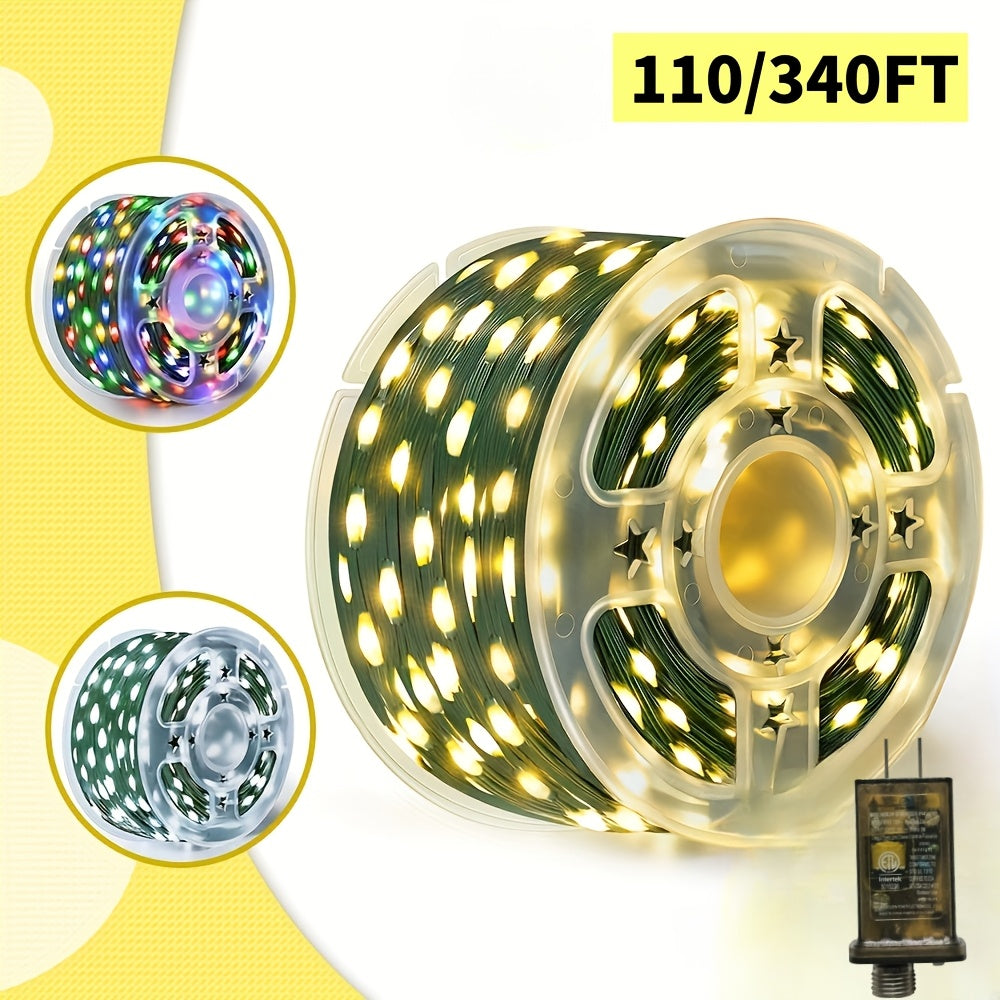 300/1000 LED Extra-Long Waterproof Fairy Lights – 110/340 FT with 8 Modes, Remote Timer for Indoor/Outdoor Xmas Decor