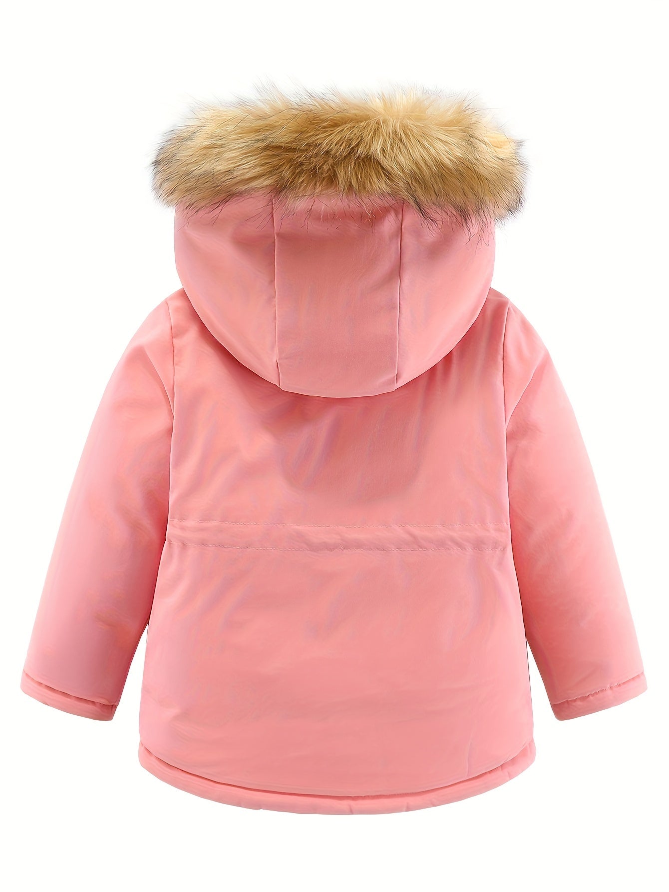 2024 Windproof Kids Warm Fleece Lined Parka Outdoor Girls Padded Jacket Winter Coat With Hood