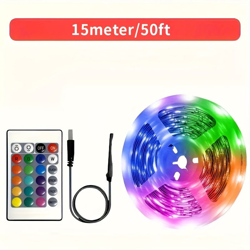 RGB LED Strip Light Set (5V USB) – 24-Key Remote Backlight Strip for TV, PC & Cabinets