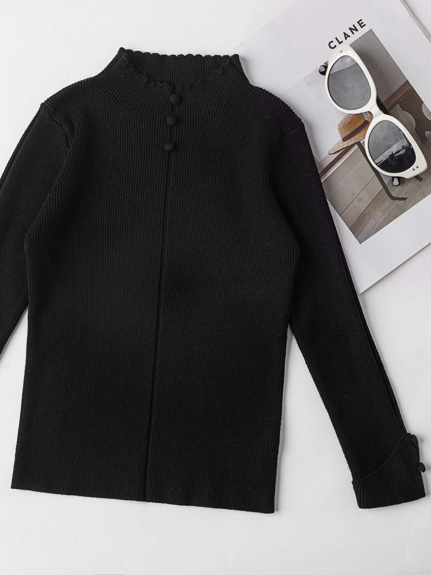 Girls Elegant Knit Pullover, Sweet Style Buttons Design Soft Stretchy Comfy Long Sleeve Layer Sweater For Fall/Winter