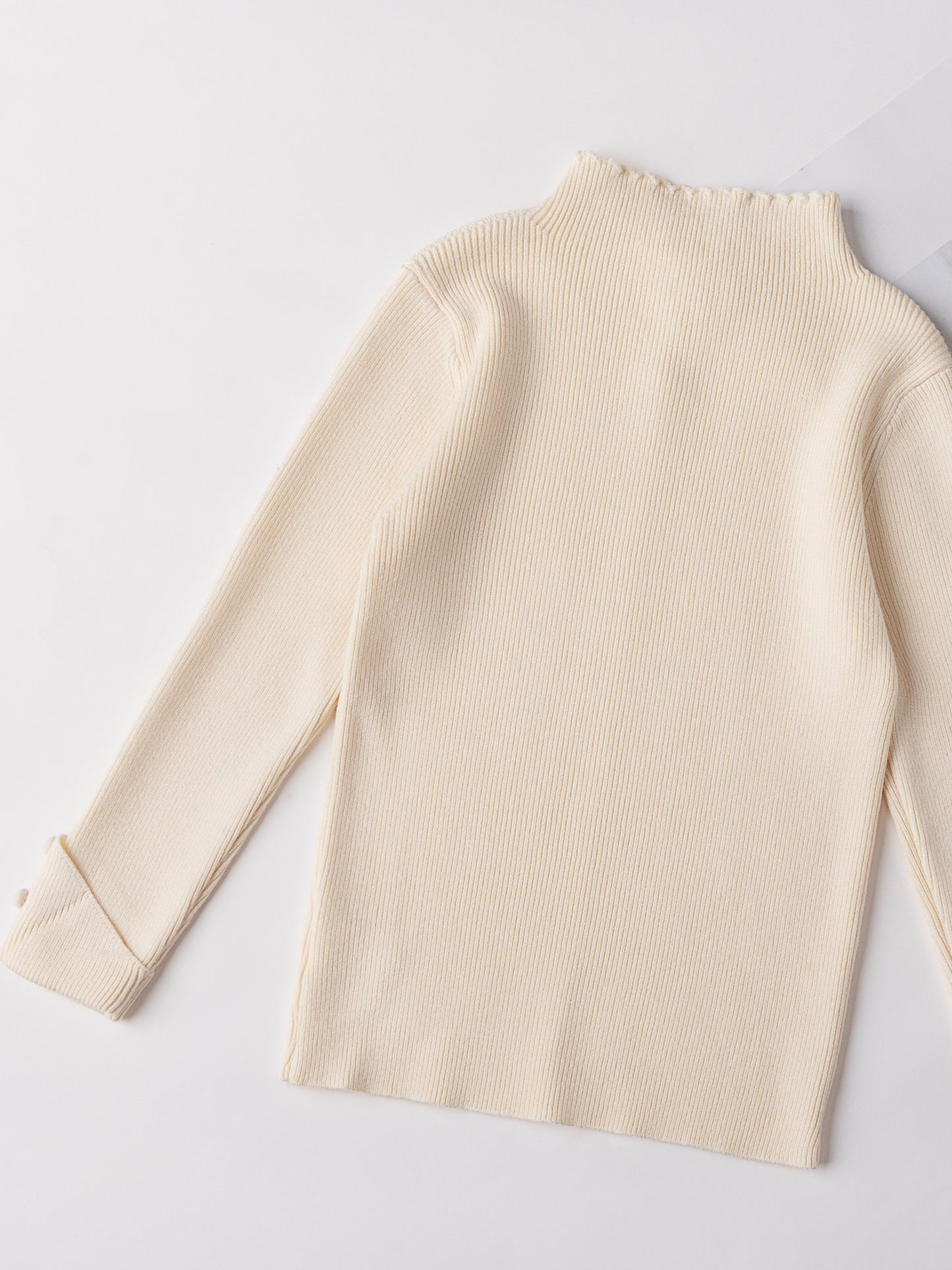 Girls Elegant Knit Pullover, Sweet Style Buttons Design Soft Stretchy Comfy Long Sleeve Layer Sweater For Fall/Winter