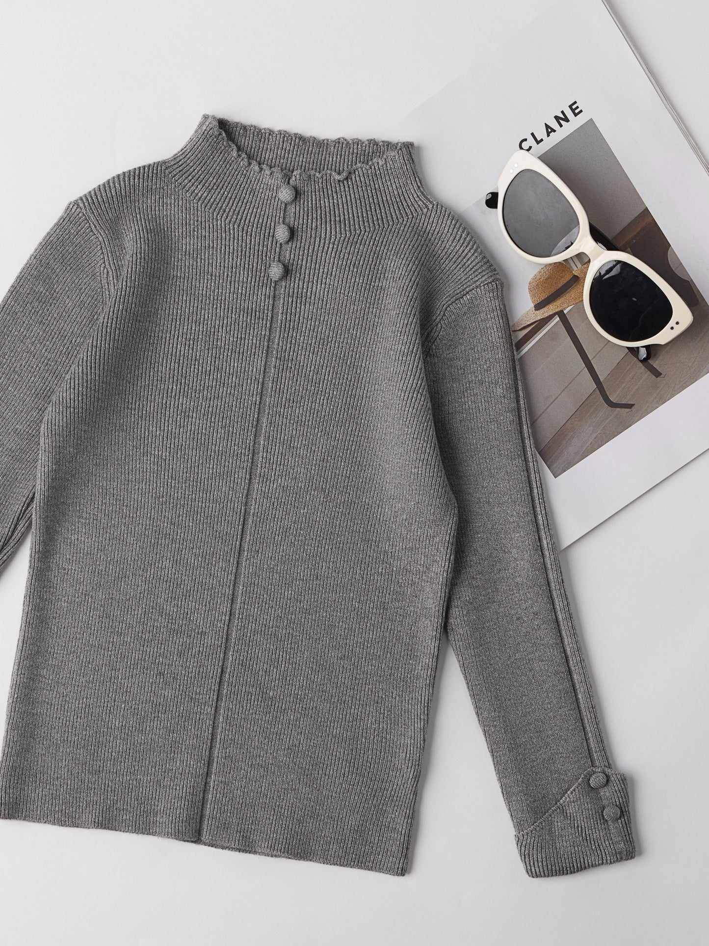 Girls Elegant Knit Pullover, Sweet Style Buttons Design Soft Stretchy Comfy Long Sleeve Layer Sweater For Fall/Winter