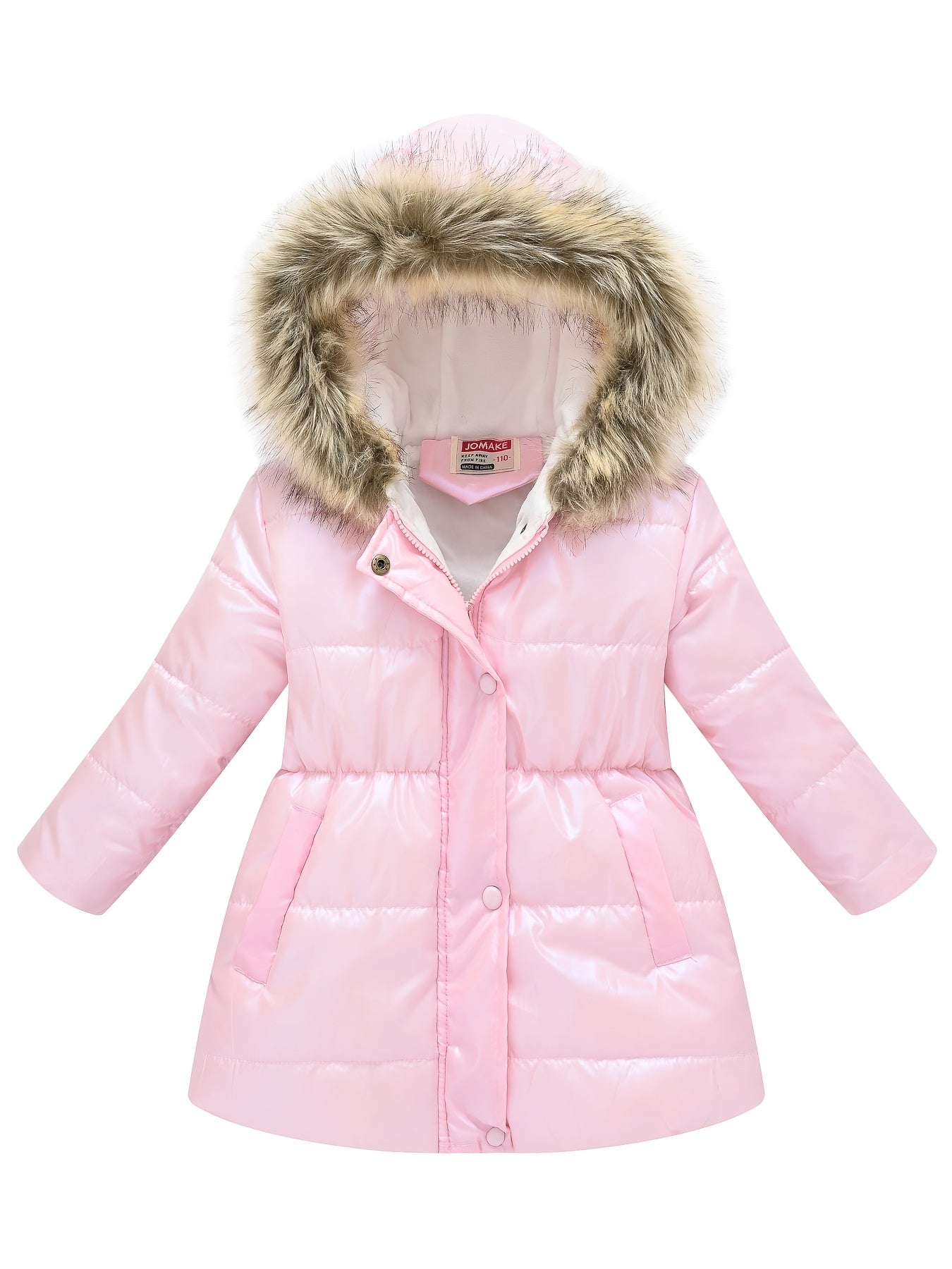 Thickened Down Alternative Girls Dressy Cute Hooded Jacket, Padded Thermal Outwear For Winter