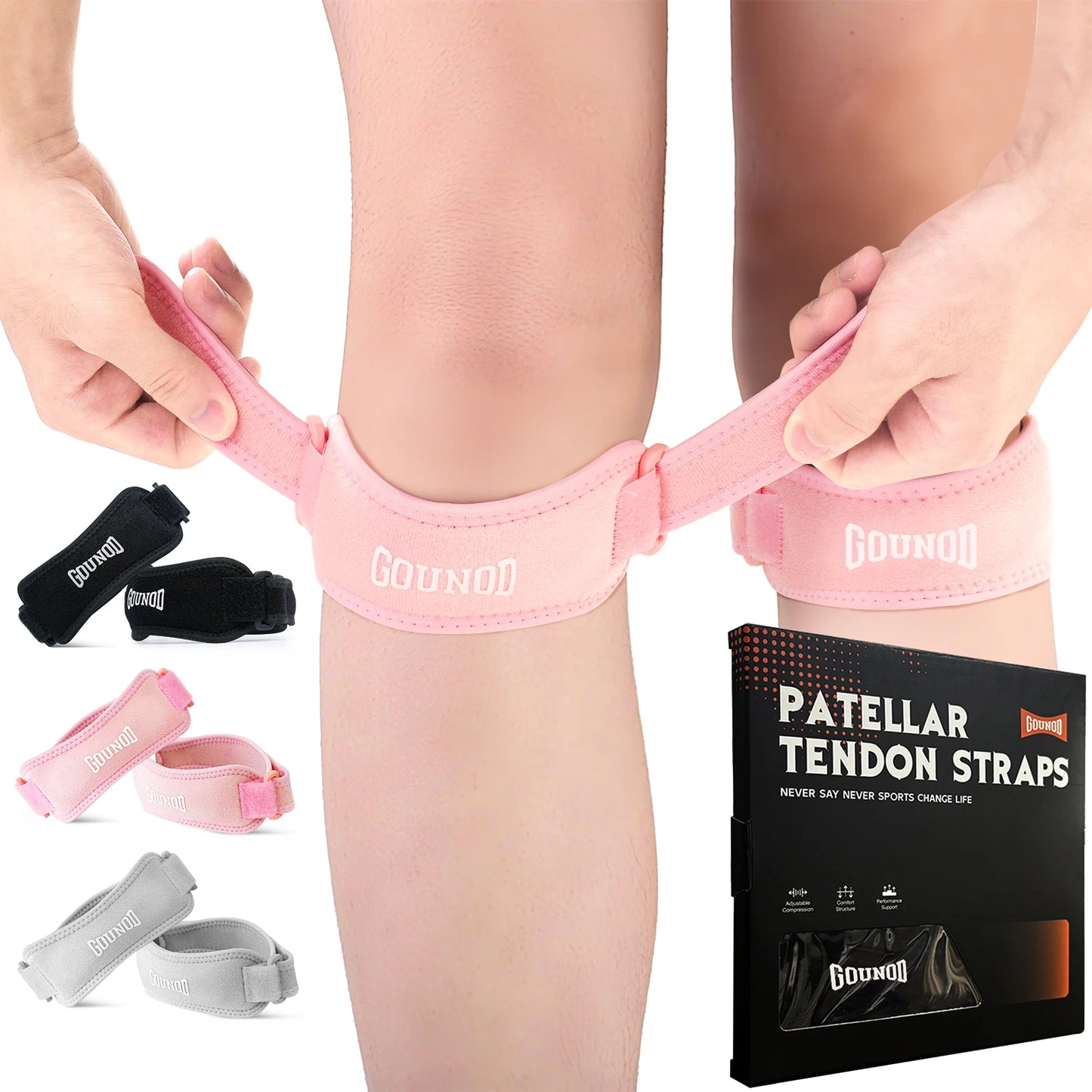 GOUNOD 2-Pack Patellar Tendon Knee Strap Set — Both Knees Covered — view 8 of braces & support