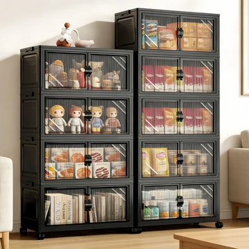 Foldable Storage Cabinet with Clear Double Doors, Multi-Tier — product photo 1