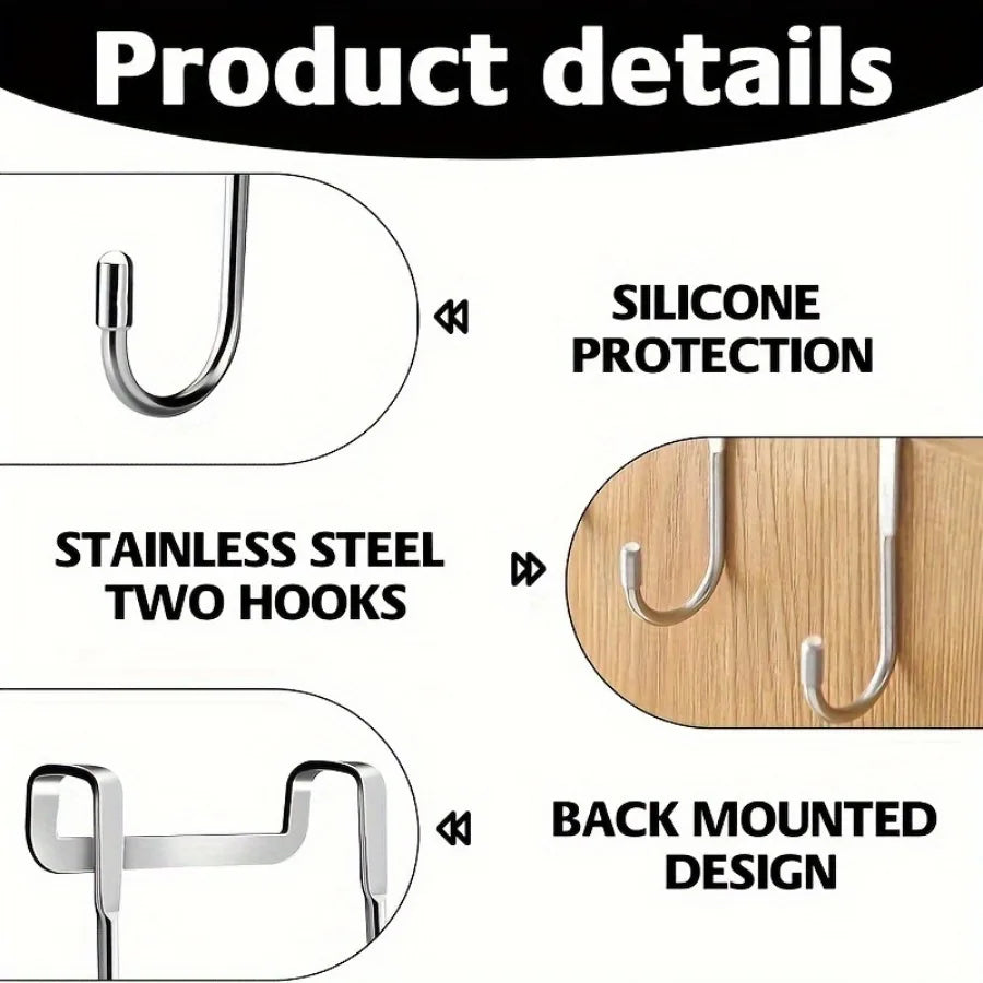 Silver Metal Seamless Wall Hook (1PC) – No-Drill Adhesive Hook for Kitchen, Bathroom & Closet