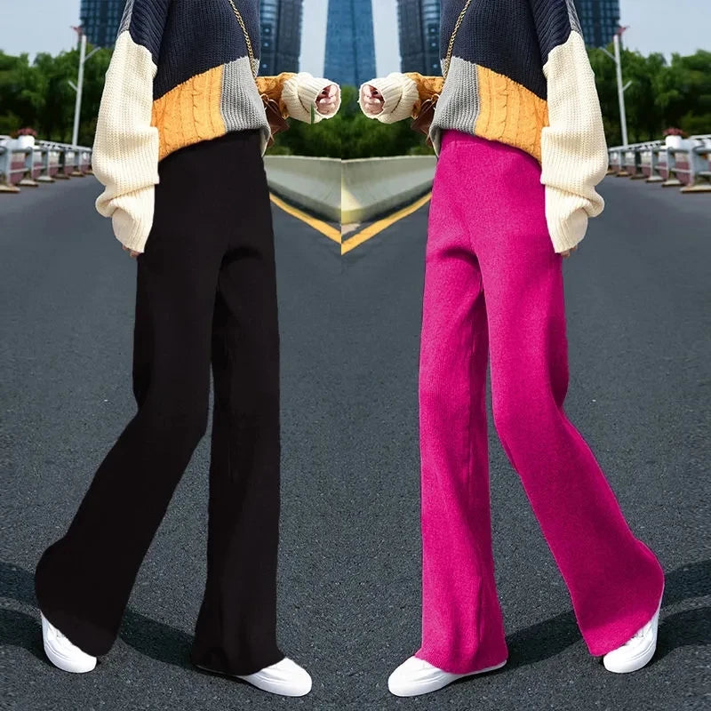 Women’s Black Knitted Long Pants – Soft & Comfortable Autumn/Winter 2025