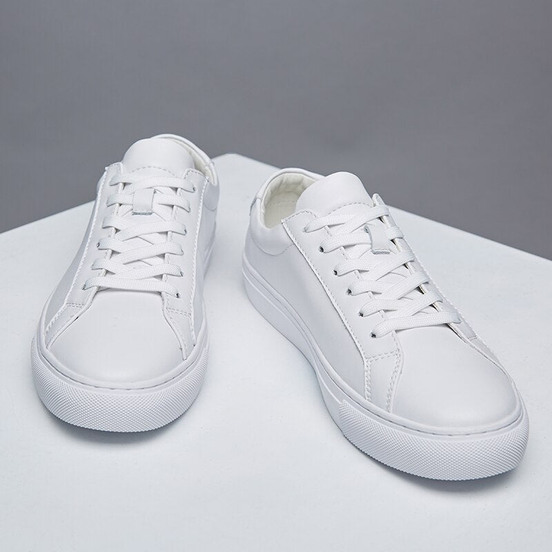 Spring Summer White Genuine Leather Men's Shoes Men's Casual Shoes