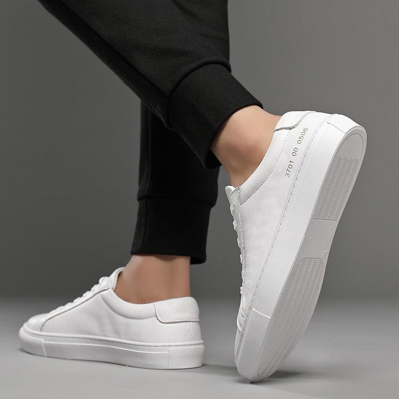 Spring Summer White Genuine Leather Men's Shoes Men's Casual Shoes