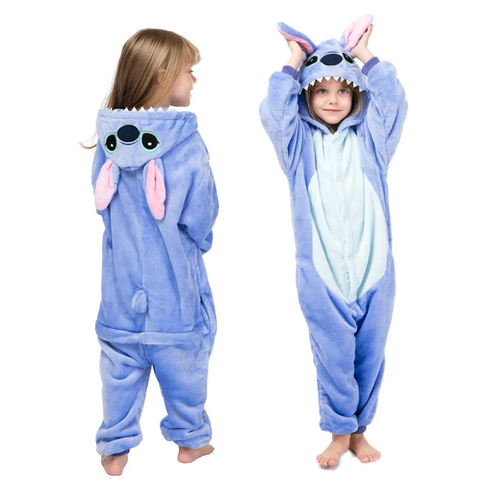 kids winter stich pajamas children panda dinosaur sleepwear