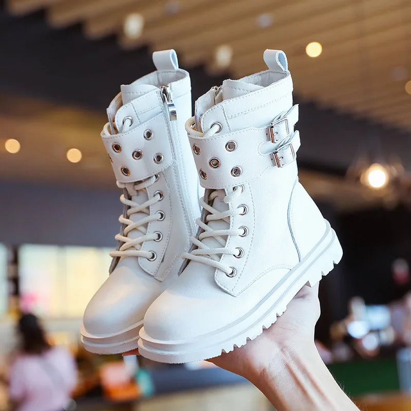 Girls’ Autumn/Winter Fashion Mid-Calf Boots – Warm Princess Sneakers for Kids (Ages 3–12)