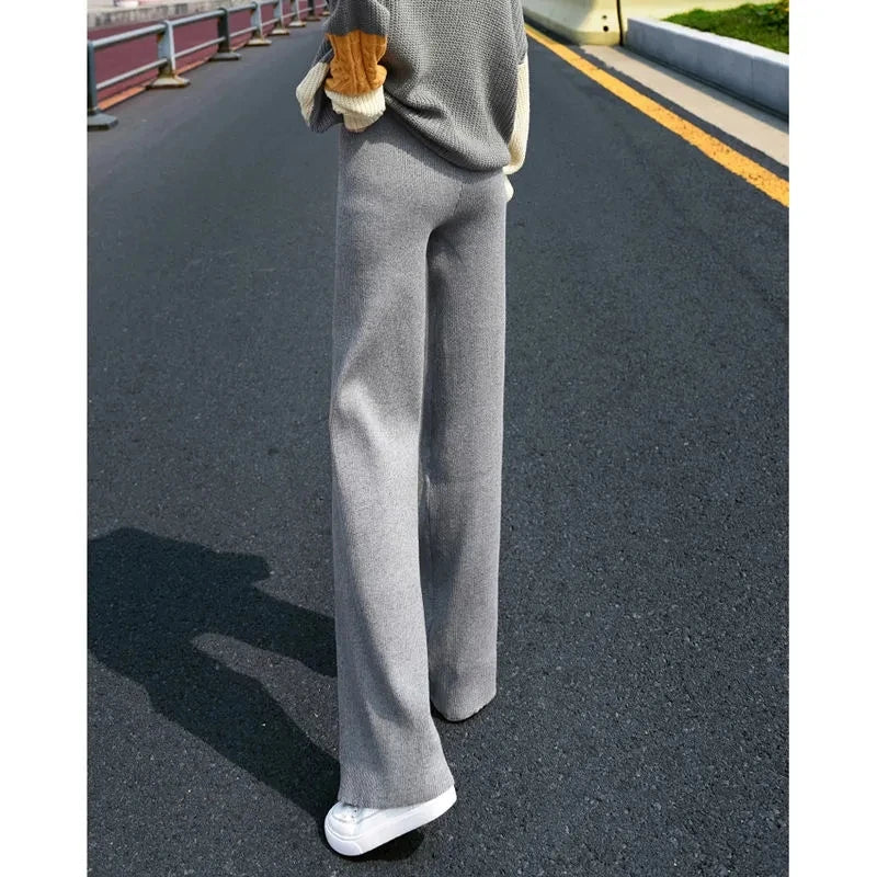 Women’s Black Knitted Long Pants – Soft & Comfortable Autumn/Winter 2025