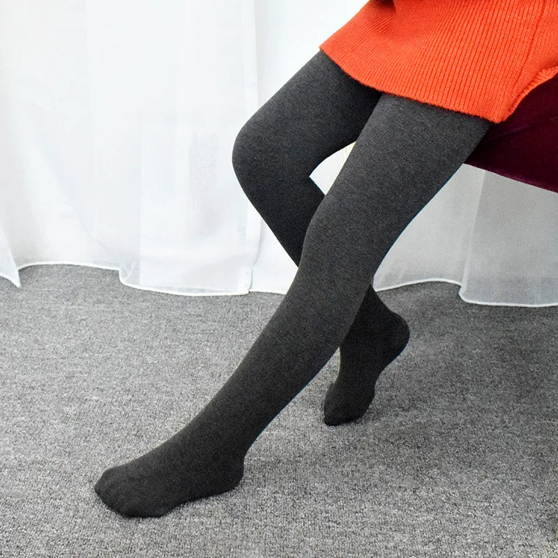 High-Quality Winter Girls’ Velvet Fur Leggings – Warm Elastic Waist Cotton Pants