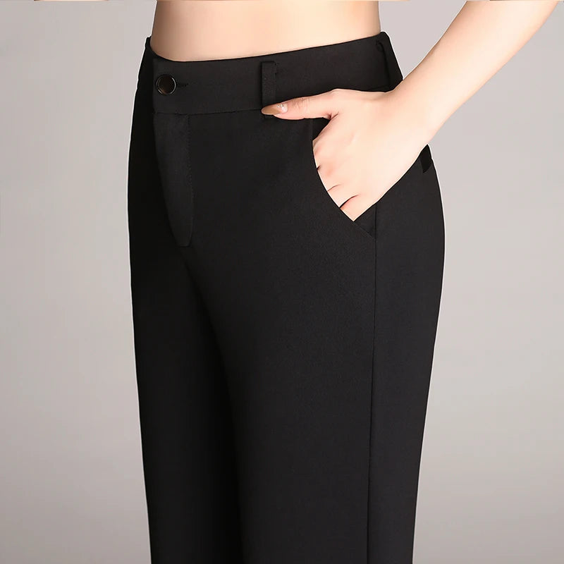 Women's Black & Blue Skinny Flare Pants – Elegant Office Wear for Ladies