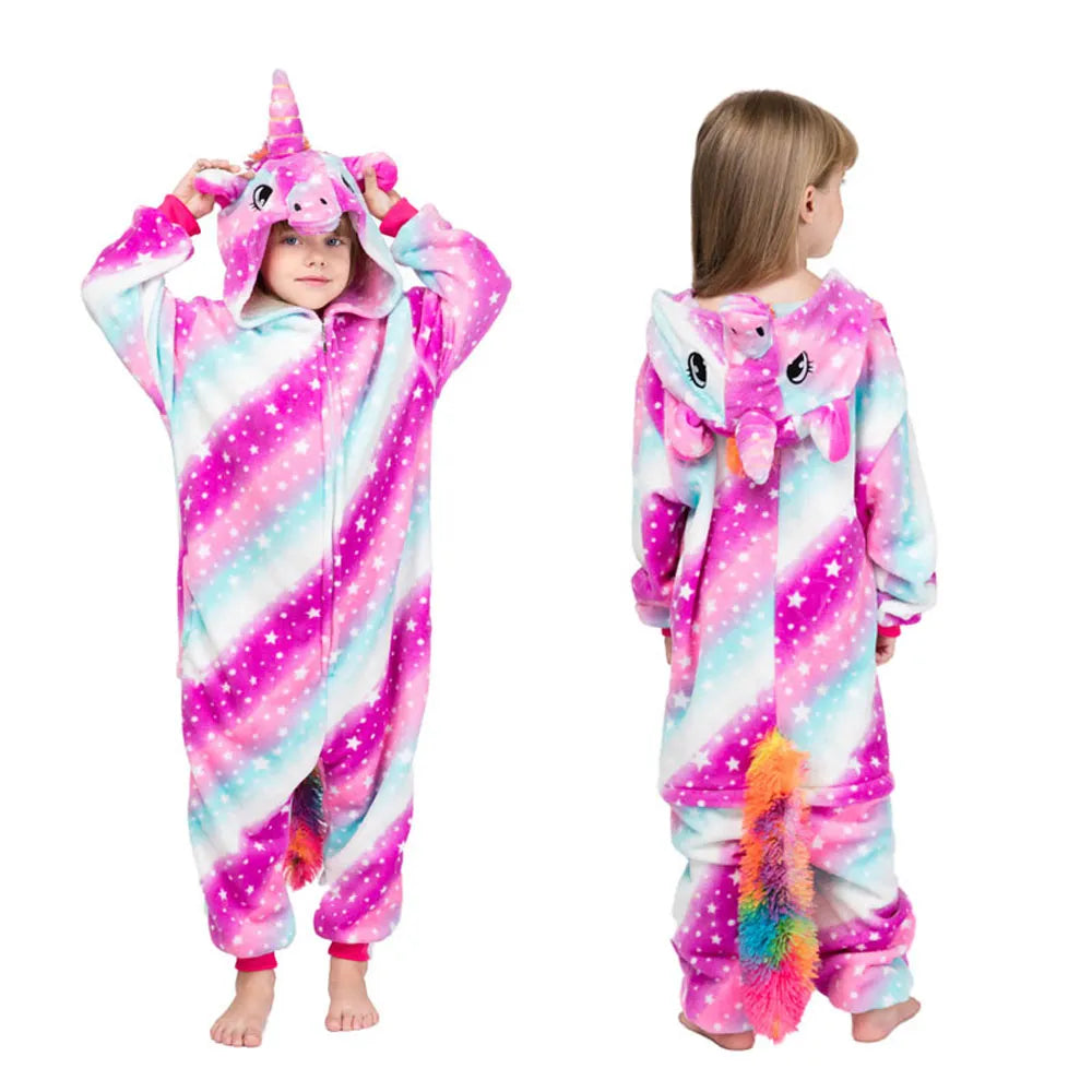 kids winter stich pajamas children panda dinosaur sleepwear