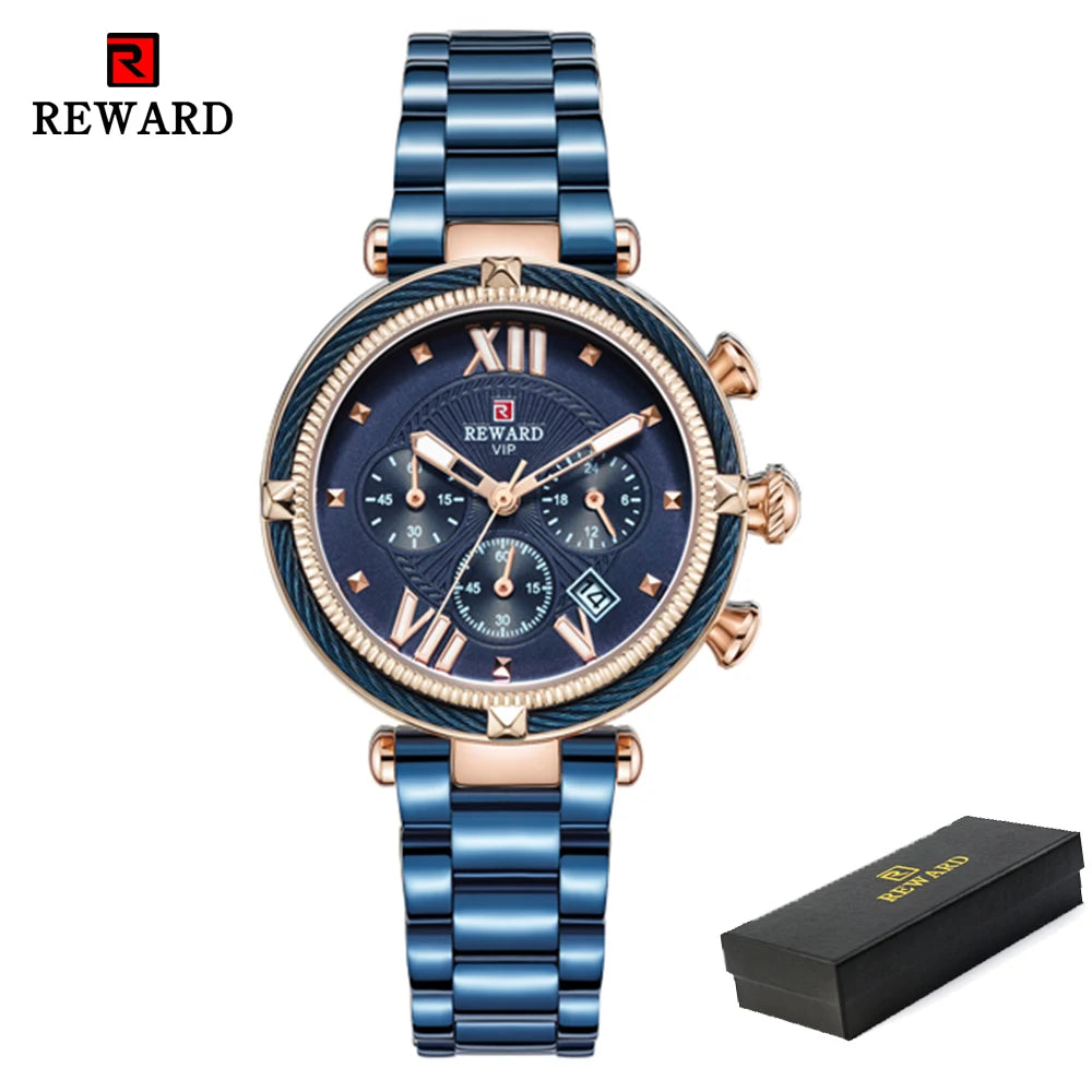 REWARD Women's Chronograph Watch — Luxury Fashion Stainless Steel Wristwatch — view 14 of watches