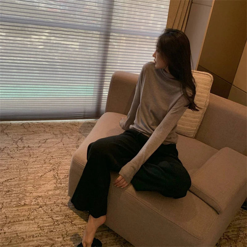 Women’s Black Knitted Long Pants – Soft & Comfortable Autumn/Winter 2025